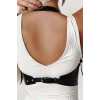 Boyundan Ayarlanabilir Göğüs Detaylı Askılı Deri Korse Bel Kemeri - APFT614