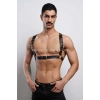D Halka Detaylı Şık Erkek Göğüs Harness, Erkek Deri T-Shirt Aksesuar - APFTM92
