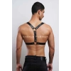 D Halka Detaylı Şık Erkek Göğüs Harness, Erkek Deri T-Shirt Aksesuar - APFTM92