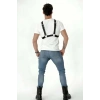 Göğüs Detaylı Arkadan Bağlamalı Erkek Deri Harness - APFTM84