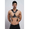 Kelepçeli Erkek Göğüs Harness, Deri Erkek Fantezi Harness, Kelepçeli Erkek Harness - APFTM121