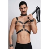 Kırbaç ve Çivili Choker Detaylı Erkek Fantazi Giyim, Deri Erkek Harness Takım - APFTM102