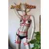 Kırmızı Deri Göğüs Üzeri Harness ve Jartiyer Harness