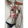 Kırmızı ve Zincir Detaylı Şık Deri Harness - APFT3