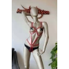 Vücudu Saran Kırmızı Deri Body Harness