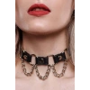 Zincir Ve Halka Detaylı Deri Choker Tasma Boyunluk Aksesuar - APFT662