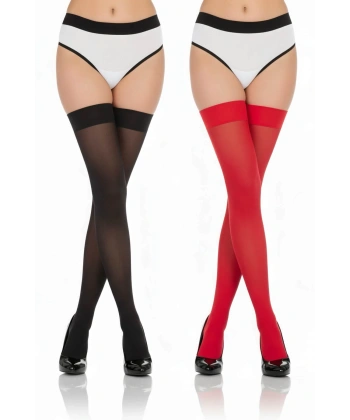 2li Renkli Dantelsiz 20 Denye Dizüstü Jartiyer Çorabı