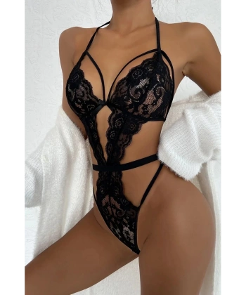 Şık Siyah Dantelli Babydoll Gecelik TM1297