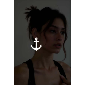 Beyaz Reflektörlü Çapa Küpe, Şık Lazer Kesim Küpe - APBJ020