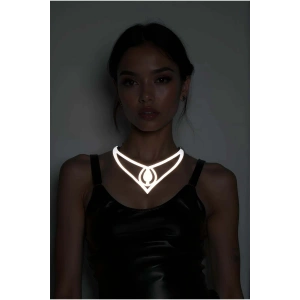 Beyaz Reflektörlü Damla Choker Kolye, Zarif Lazer Kesim Kolye - APFT1410