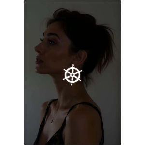 Beyaz Reflektörlü Dümen Küpe, Şık Lazer Kesim Küpe - APBJ021