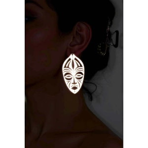 Beyaz Reflektörlü Etnik Yüz Küpe, Tarz Lazer Kesim Küpe - APBJ022