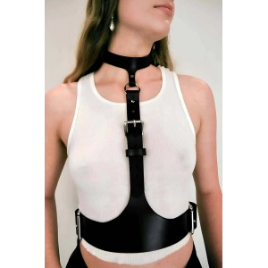 Boyun Bağlantılı Korse Kemer Harness, Kadın Deri Bel Kemeri - APFT1297