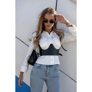 Boyundan Ayarlanabilir Göğüs Detaylı Askılı Deri Korse Bel Kemeri - APFT614