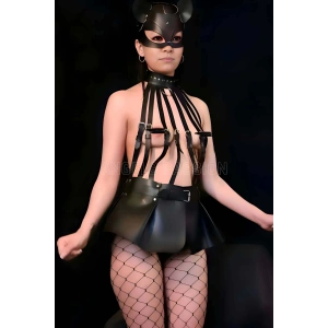 Büstiyer ve Choker Görünümlü Şık Etek Harness - APFT998