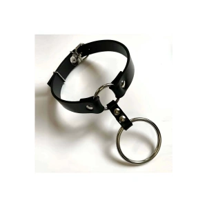 Büyük Ve Küçük Halka Detaylı Ayarlı Deri Choker - APFT673