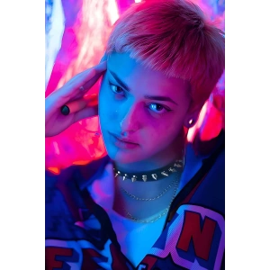 Çivi Detaylı Deri Choker, Çivili ve Zincirli Tasma - APFT975