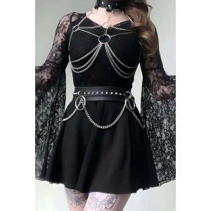 Deri ve Zincirli Şık Harness Takım - APFT413