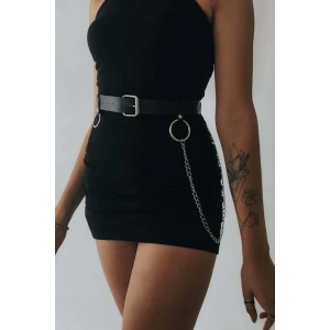 Elbise Üzeri Zincirli Deri Şık Kemer Aksesuar Harness - APFT656