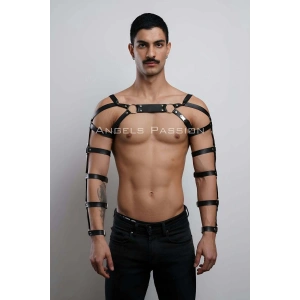 Erkek Deri Kol ve Göğüs Harness, Deri Fantazi Giyim - APFTM166