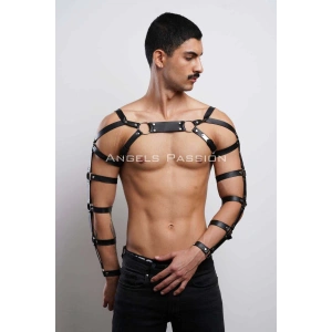 Erkek Fantazi Giyim Deri Kol ve Göğüs Harness - APFTM5