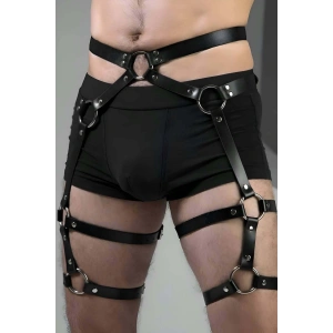 Erkek Jartiyer, Deri Erkek Bacak Harness, Erkek Fantezi Aksesuar - APFTM167