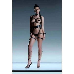 Erotik Deri İç Giyim, Fantezi Deri Harness Takım, Seksi İç Giyim - APFT1134