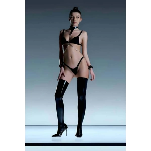 Fantazi Sütyen, Tanga, Zincirli Deri Harness Takımı - APFT1135