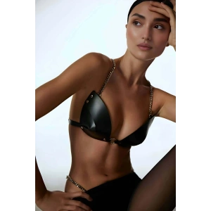 Fantazi Zincirli G-String Sütyen Külot Takımı Deri Harness - APFT1227