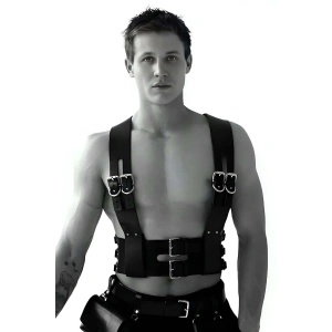 Fantezi Erkek Giyim, Deri Erkek Giyim, Deri Kelepçeli Erkek Harness - APFTM118