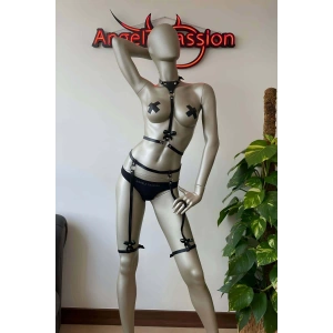 Fiyonk Detaylı Deri Jartiyer Harness İç Giyim