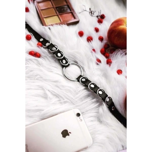 Halka Detaylı Ayarlanabilir Şık Deri Choker Boyun Aksesuar - APFT666