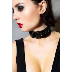 Halka Detaylı Geniş Şerit Ayarlı Şık Deri Choker - APFT671