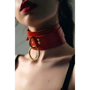 Halka Detaylı Geniş Şerit Şık Deri Choker Tasma - APFT663