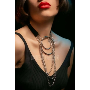 Harness Kolye, Şık Lastik Choker Harness, Halka Detaylı Tasma - APFT592