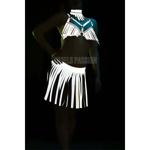 Karanlıkta Parlayan Püsküllü Etekli Seksi Harness Takım - APFT482