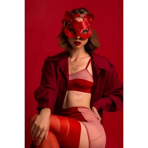 Kedi Kulaklı Deri Fantazi Maske - APFT782