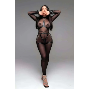 Kelepçe Detaylı Ağı Açık Harness Külot ve Göğüs Harness Takım - APFT1191