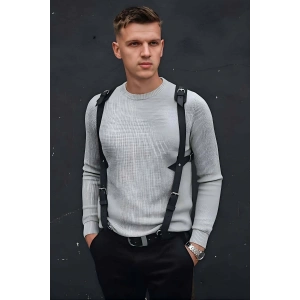 Omuz Detaylı Şık Erkek Deri Harness, Erkek Gömlek Üzeri Aksesuar - APFTM135