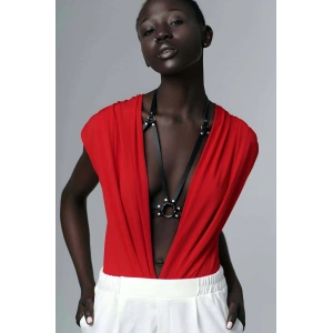 Omuz Göğüs Detaylı Şık Deri Harness - APFT200