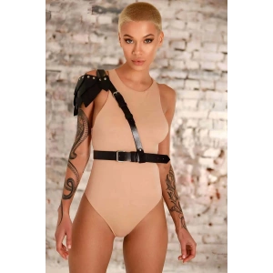 Omuzda Yaprak Detaylı Şık Tek Omuz Deri Kemer - APFT1033