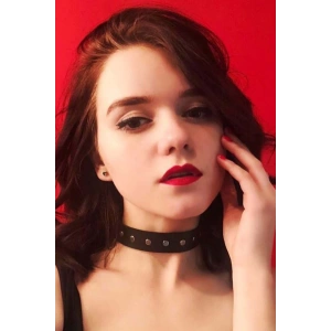 Perçin Detaylı Ayarlanabilir Şık Deri Choker - APFT670