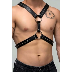 Perçin Detaylı Erkek Göğüs Harness, Sert Görünümlü Şık Erkek Fantazi Giyim - APFTM179