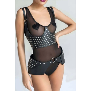 Perçin Detaytlı Şık Kemer ve Harness Takım - APFT1303