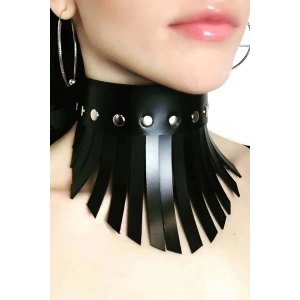 Püsküllü Şık Deri Choker Tasma - APFT658