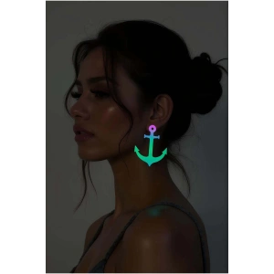 Rainbow Reflektörlü Çapa Küpe, Şık Lazer Kesim Küpe - APBJ020