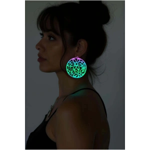 Rainbow Reflektörlü Çiçek Küpe, Şık Tasarım Lazer Kesim Küpe - APBJ023