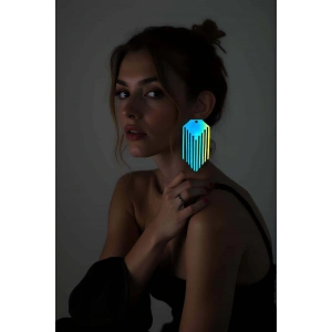 Rainbow Reflektörlü Püsküllü Küpe, Şık Lazer Kesim Küpe - APBJ016