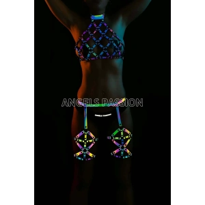 Rainbow Reflektörlü Seksi Jartiyer İç Giyim Takım - APFT460