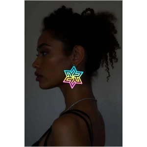 Rainbow Reflektörlü Soyut Yıldız Küpe, Şık Lazer Kesim Küpe - APBJ019